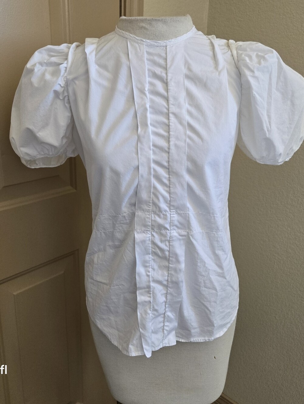 Prada puff sleeve poplin white top metal zipper M - Picture 2 of 7